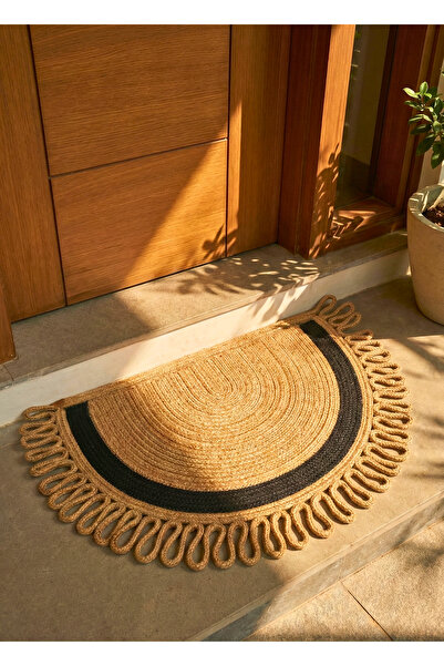 sfb Lunaloop Half Moon Jute Doormat Handmade Front Door Bath Balcony Rug Cara...
