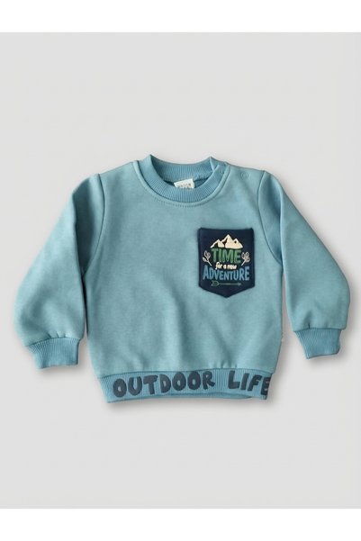 Nazar Kids Erkek Bebek Outdoor Life Baskılı 3 İplik Alt Üst Takım