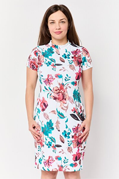 freesoul Women Short Sleeve Floral Print Mini Dress, Multicolor