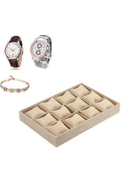 Generic 12 Slots Grid Watch Organizer, Watch Tray Jewelry Organizer