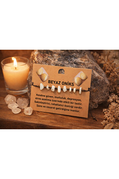 seymenbıçakçılık White Onyx Natural Stone Bracelet Handmade Adjustable Unisex