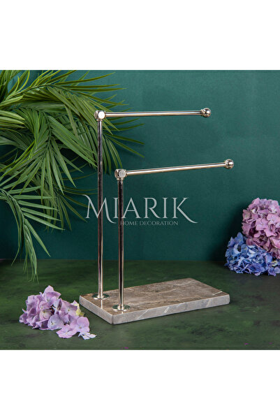 MIARIK DESIGN & DEKORASYON Dekoratif Mermer Ayaklı Iki Kollu Metal Banyo El H...
