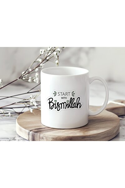 Beramussa Start with Bismillah Typography Sticker Design Mug - Spiritual and ...