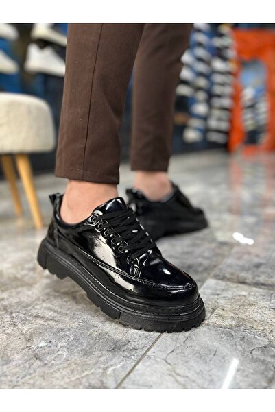 BESKAR Kb 702 Kuback Charcoal Patent Leather Casual Men's Shoes