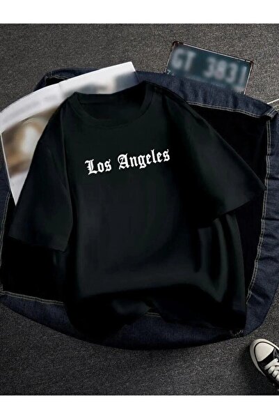 oneagılyazı Oversized Los Angeles Printed Unisex T-Shirt Printed