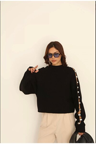 DMBASİC Kol Taş Detay Women's Basic Sweater