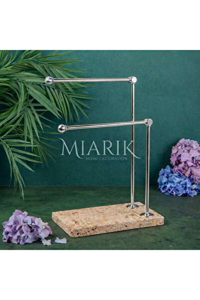 MIARIK DESIGN & DEKORASYON Dekoratif Mermer Ayaklı Iki Kollu Metal Banyo El H...