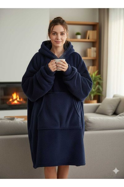 MOONSAND Wellsoft Kapşonlu Giyilebilir Tv Battaniyesi Unisex Over Size -LACİV...