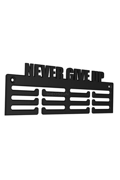 OEM Suport medalii NEVER GIVE UP 25x8cm, plastic, negru
