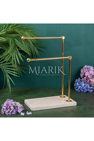 MIARIK DESIGN & DEKORASYON Dekoratif Mermer Ayaklı Iki Kollu Metal Banyo El H...