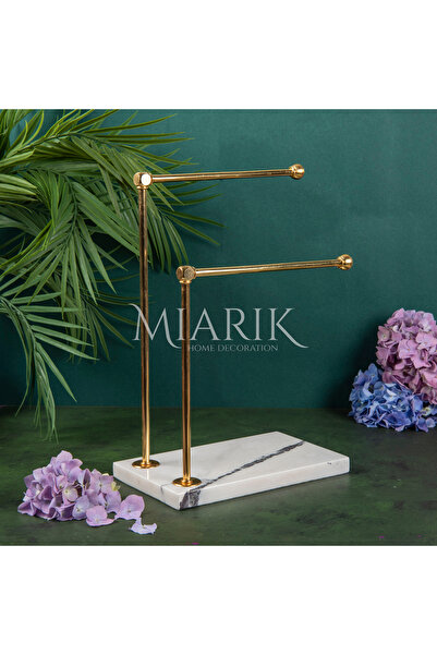 MIARIK DESIGN & DEKORASYON Dekoratif Mermer Ayaklı Iki Kollu Metal Banyo El H...