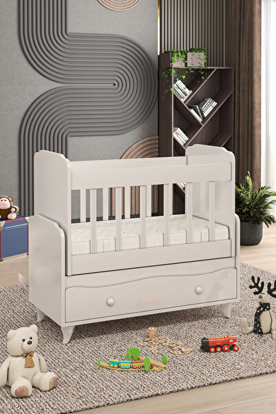 BANANA BABY MODİMOB BEYAZ Sallanır Sabitlenebilir Anne Yanı Çekmeceli Beşik