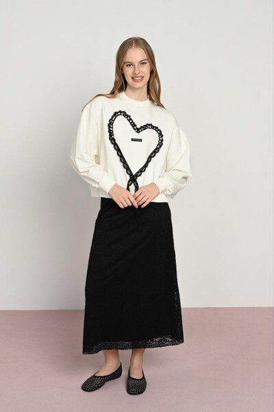 LOCO LOCO Детска блуза с дантела и сърца 7918, 2 нишки