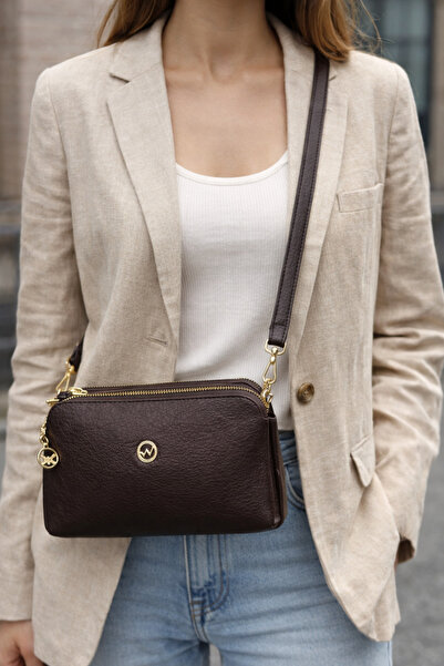 VELVET RUSH Soft Deri Fermuarlı Omuz&Çapraz Siyah Çanta