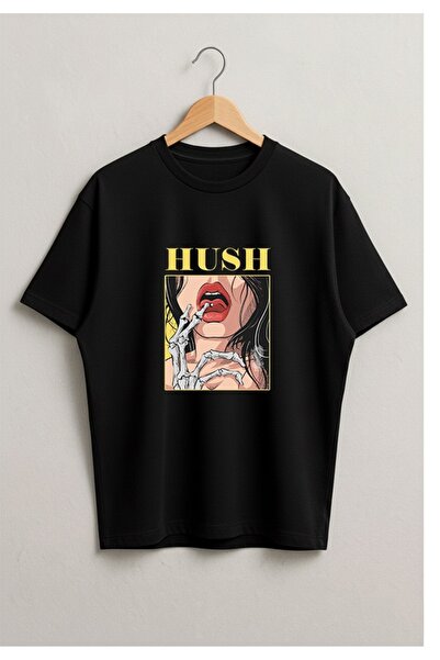 LORVEX Hush Women's Nostalgic Printed Oversized Unisex Cotton Tshirt - T-Shirt
