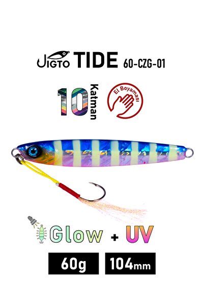 JIGTO Jig, Zoka, Suni Yem, Glow UV Metal Jig, 60Gr 10cm Tide 60