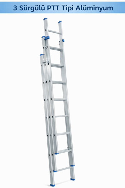EGE AKROBAT 3 Sürgülü 3 Metre 3x10 Basamak Alüminyum Merdiven | Teleskopik | ...