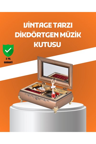 shopwave HTC Müzikli Balerin Figürlü Takı Kutusu Piyano Desenli Dekoratif HTC