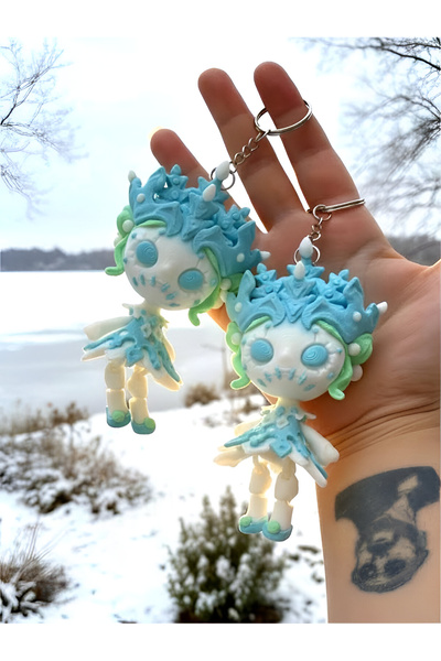 Nycruin3D سلسلة مفاتيح متحركة على شكل ملكة الشتاء القوطية وتمثال واحد - إكسسو...