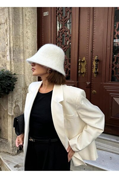 GRAZELLA Ayarlanabilir Yün Bucket Çan Angora Şapka Kadın Balıkçı Kova Şapka