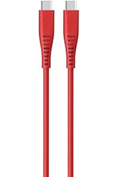 GOUİ كابل سيليكون USB من النوع C إلى النوع C، بطول 1.5 متر، لون أحمر