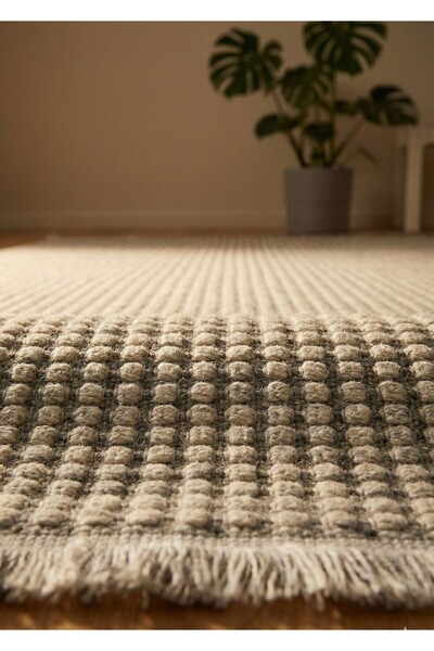 Deffino home Açık Gri Bohem İskandinav Modern Saçaklı Doğal Pamuk Taban Salon...
