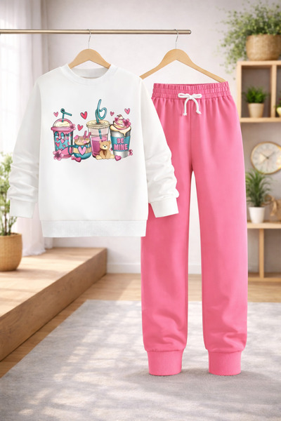 Kids Çocuk Kız Ve Erkek Sevimli ve Havalı Günlük 2 li Alt Üst Takım