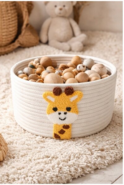 Berçak Home Baby Room Organizer Organic Basket, with Giraffe Figure – Toy & C...