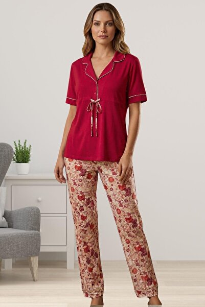by İGP Short Sleeve Shirt Collar Women's Pajama Set