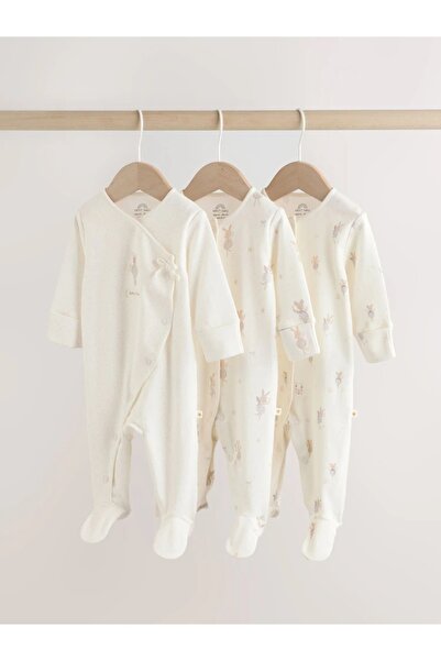 Next Baby %100 Pamuk Ekru Peri Fare 3'lü Bebek Uyku Tulumu Seti