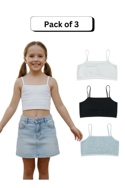 Comfort Girls Cotton Training Bra Pack of 3 – Soft Breathable Lightweight Sup...