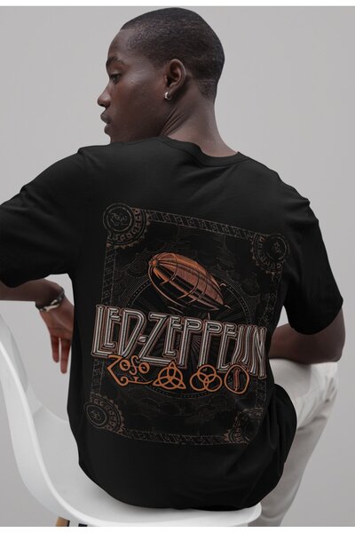 SEVBANO Tricou unisex cu imprimeu pe spate Led Zeppelin, supradimensionat, cu...