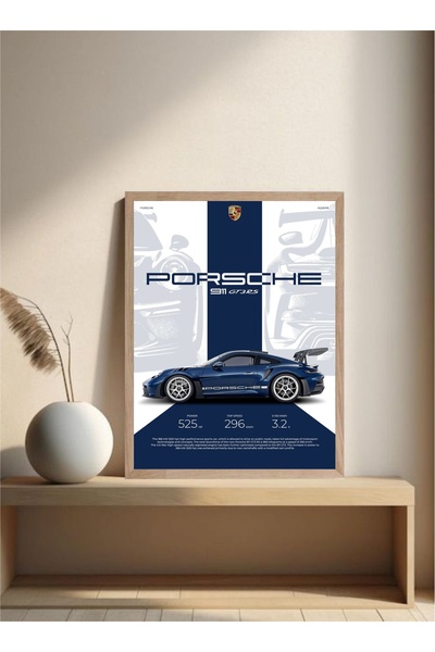 MOR TABLO Porsche Doğal Ahşap Çerçeveli Tek Parça Dekoratif Tablo
