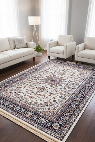 MELARİS HALI İpek Otantik Salon Halısı Oturma Odası Halısı 6m² Klasik Çerçeve...