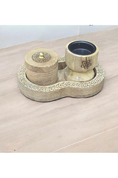 South house Engraved wooden incense burner set, 20*10 cm