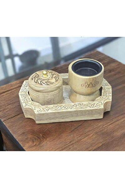 South house Engraved wooden incense burner set, 20*10 cm