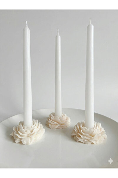 exemum El Yapımı Çiçek Tabanlı Şamdan Mum (3'lü Set)