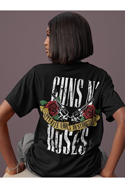 SEVBANO تي شيرت Guns N' Roses Rock Metal Back مطبوع للجنسين قصة فضفاضة لفرقة ...