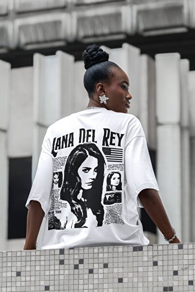 SEVBANO تي شيرت تصميم لانا ديل راي مطبوع للجنسين قصة فضفاضة للمغنيين