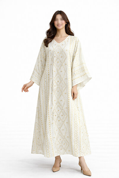 THOGUE Kuwaiti butterfly jalabiya with fine thread embroidery, free size