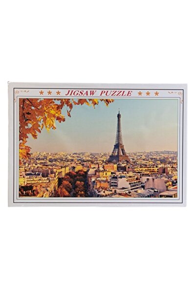 Premium أحجية برج إيفل باريس بتصميم منظر مدينة خريفي باللونين البني والبرتقالي.
