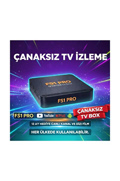 FS1PRO TEKNOLOJI 2 YIL İPTV HEDİYE - FS1 PRO TV BOX - Çanaksız Tv İzleme 4K a...