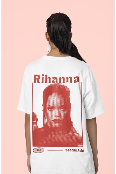 SEVBANO Μπλουζάκι Rihanna Badgirlriri με στάμπα στην πλάτη, Unisex Oversize S...