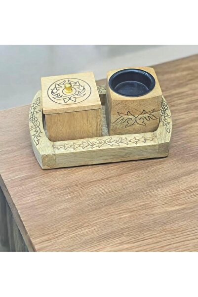 South house Engraved wooden incense burner set, 20*10 cm