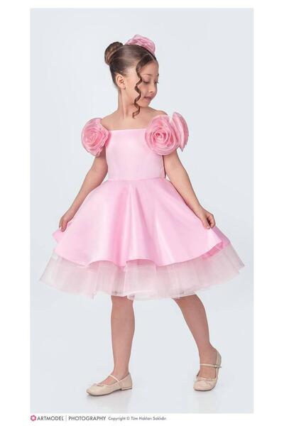 KOKOŞ BEBEK Φόρεμα Princess Girl με λεπτομέρεια από τριαντάφυλλο – Φόρεμα Tut...