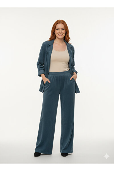 zelante Women %100 Pamuk İtalyan Kadife Ceket Pantolon İkili Takım (38-44 Bed...
