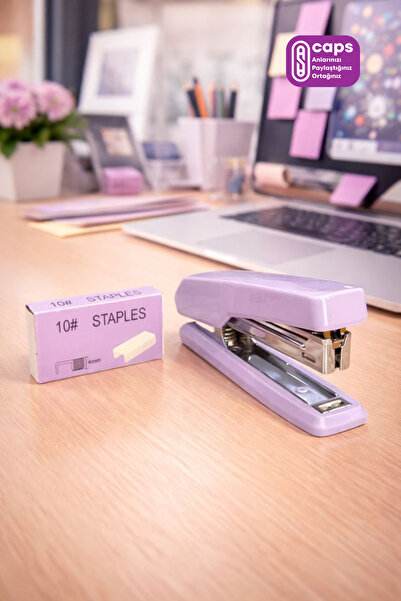 caps office Pastel Mor Renkli Tel Hediyeli Zımba – Pastel Şirin Kırtasiye & O...