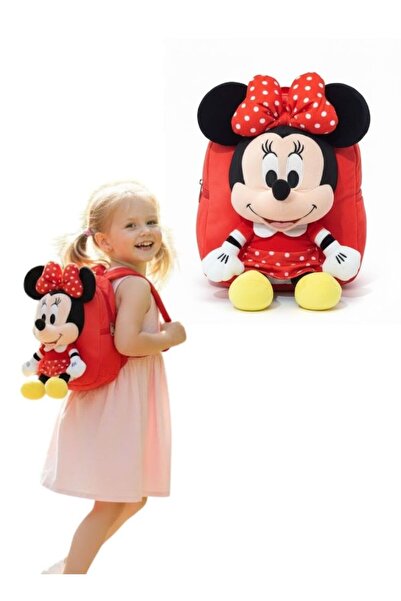Premium Minnie Mouse 3D Plush Backpack Disney Soft Stuffed School Bag