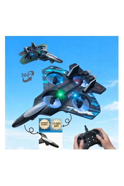 Magicway Led Işıklı Sarjlı Uçak Drone 4 Turbofan Motor 360° Dönüş 2,4 Ghz Kum...