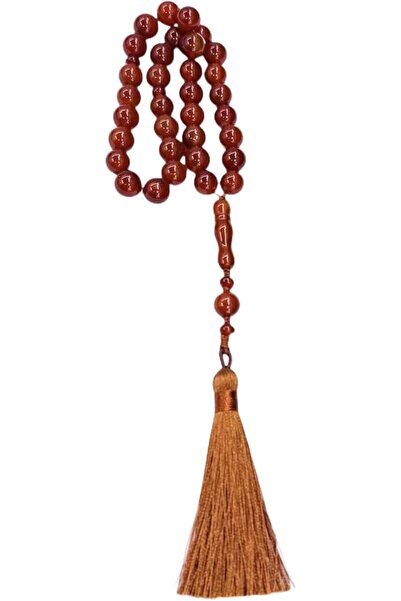 Feijewellery Natural Red Agate Prayer Tasbih, 33 Beads, 10mm Round Polished S...